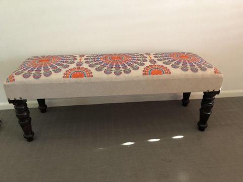 Bench seat with embroidered top