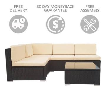 5 Piece White Rattan Wicker Outdoor Furniture Sofa Set