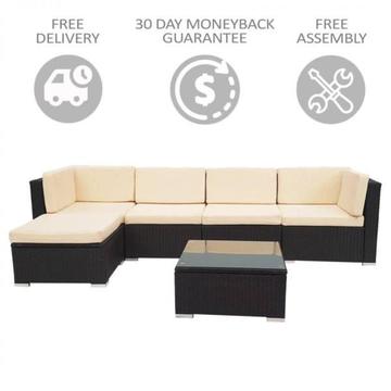 6 Piece White Rattan Wicker Outdoor Furniture Sofa Set