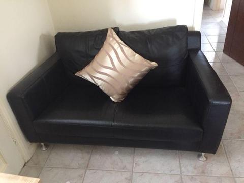 2 seater 3 seater leather couch - black