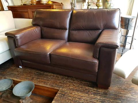 Burgundy Leather Two Seat Couch Sofa Settee Lounge by Moran
