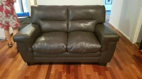 3 and 2 seater leather couch sofa dark brown