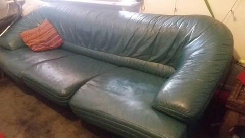 Leather Couch,Teal,3 seater