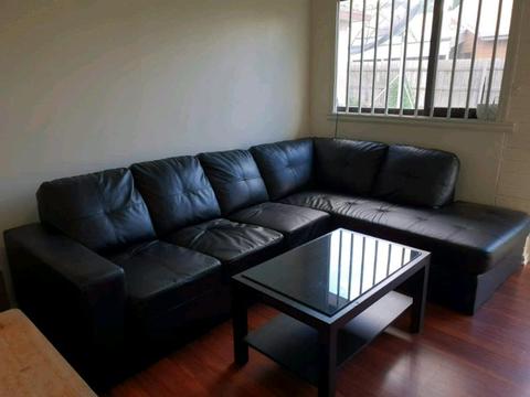 Leather fold out couch