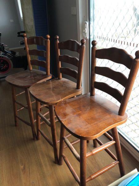 3x Wooden Bar Stools