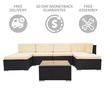 7 Piece White Rattan Wicker Outdoor Furniture Sofa Set