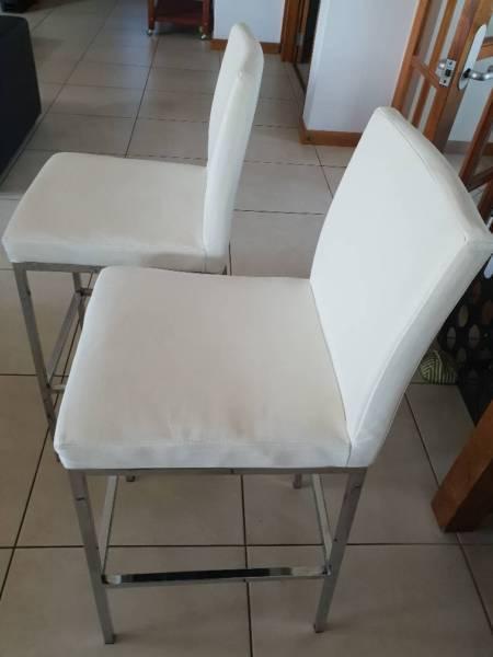 2 x White & Chrome Bar Stools