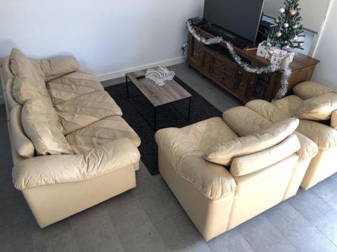 Leather couch 3 seater and 2 single seats
