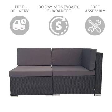 2 Piece Outdoor Black Corner and Armless Sofa Set