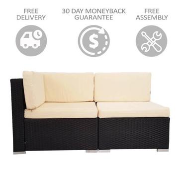 2 Piece White Outdoor Furniture Sofa Set