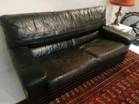 Black leather couch/sofa