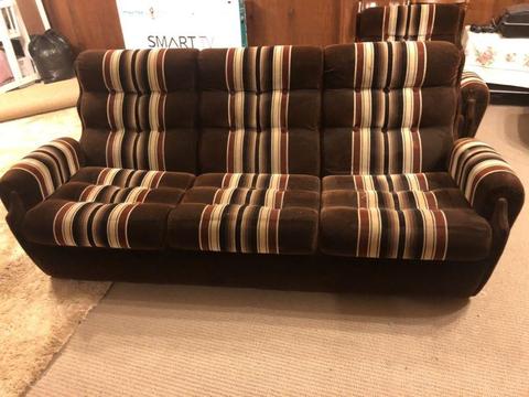 Vintage 3 seater lounge and 2x 1 seaters