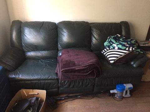 Green leather recliner couch