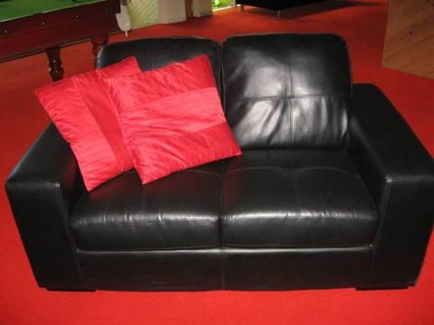 Black Faux Leather Couches (2)