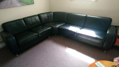 Black leather couch L shape