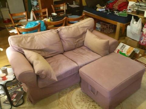 Sofa Couch 2 seater with matching lumbar cushions and ottoman
