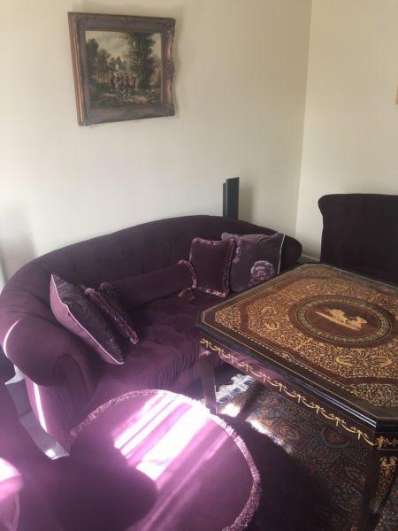 Velvet sofa couch set with cushions