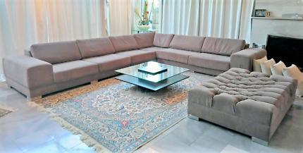 Modern Suede Modular Lounge 12-seater with French-style Ottoman