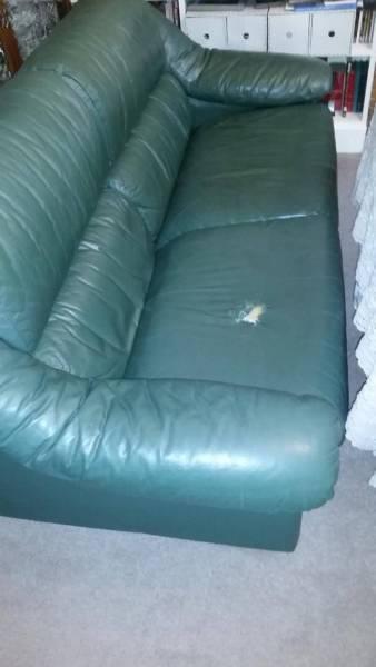 Dark Green leather couch