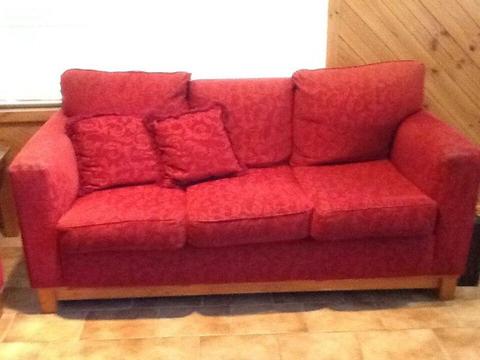 Lounge suite 3 and 2 seater sofas, pine frame