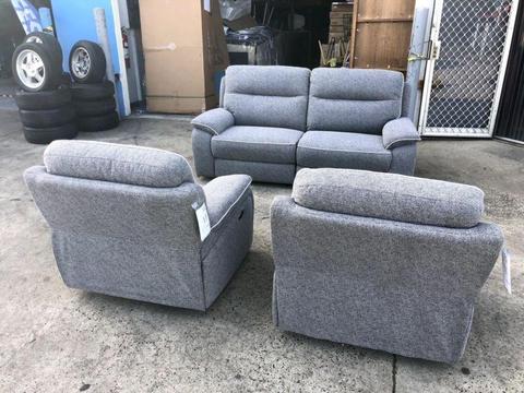 3 seater fabric sofa with 2 recliners and 2 single deater recliners