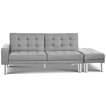 Grey Split Back Sofa Bed with Removable Ottoman