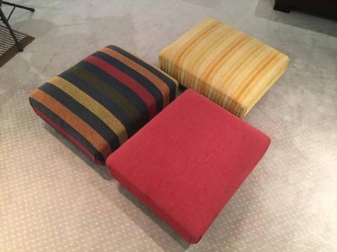 Set of 3 textured fabric ottomans - buy separate or combined