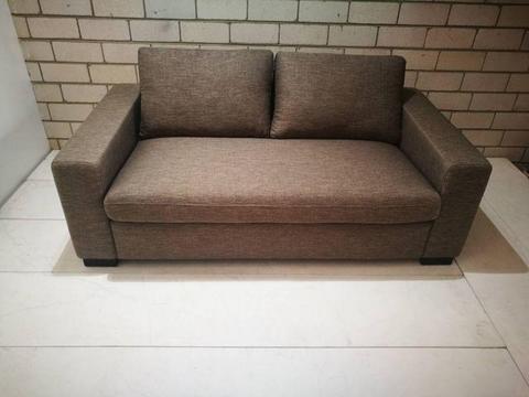 2 seater BROWN fabric sofa lounge