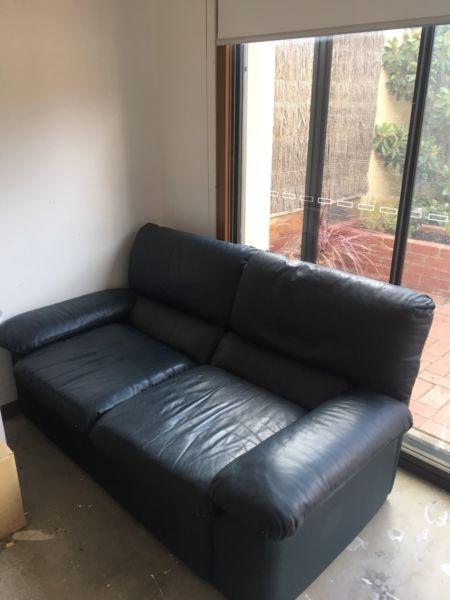 Navy Leather couch 2-3 seater sofa for sale