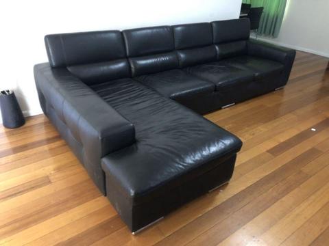 L - shape leather couch