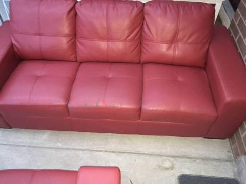 Used Red Leather-Look Sofa Pairs for Sale Local Pick up only