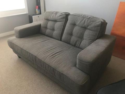 Modern 2-Seater Grey Fabric Sofa