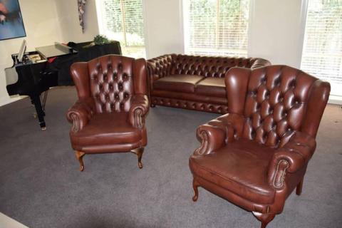 Genuine Handcrafted 3 Piece Chesterfield Lounge Suite