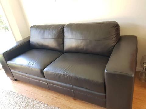 Bonded leather look 2 seater and 3 seater sofa Dark Brown
