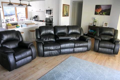 3 pce leather recliner sofa suite