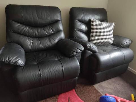 Genuine leather recliner 3 piece lounge suite
