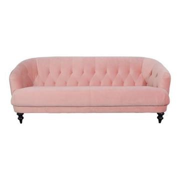 Two NEW Pink Velvet Chesterfield Sofa Couches
