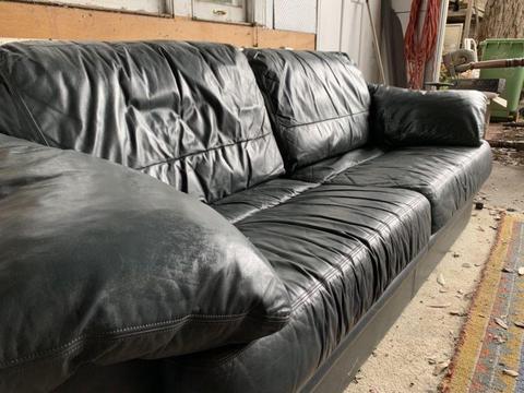 Moran Black leather couch