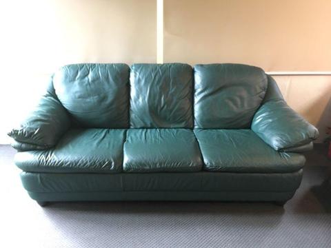 3 Piece Green Leather Couch