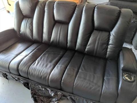 3 Seater Future Fabric Powered Blk Recliner Sofa decent condition