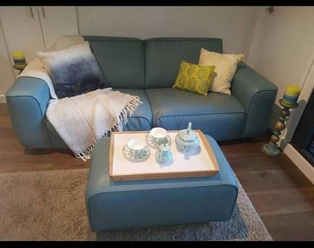 Turquoise couch and foot rest