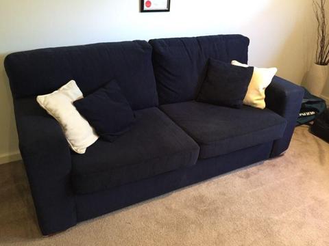 Blue Fabric Couch and Sofa Bed (Great Condition)