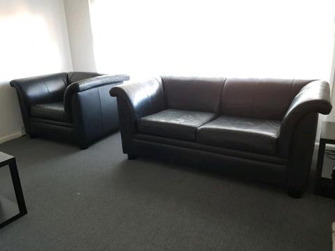 GENUINE LEATHER COUCHES 2× SINGLE SEATER, 1× 2 SEATER