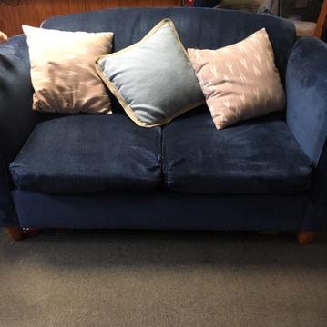 2 Seater Deep Blue Fabric Couch