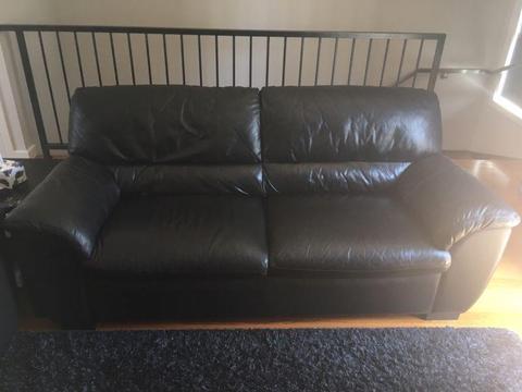 2 and 3 Seater Black Leather Couches