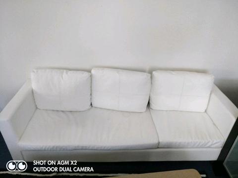 White Faux Leather Sofa