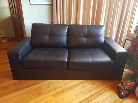 SOFA BED Black Faux Leather
