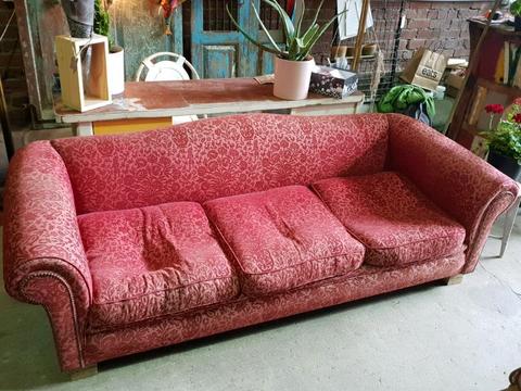 Bespoke red fabric couch