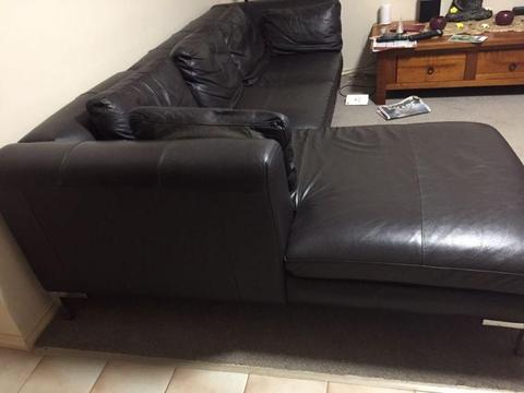 Leather lounge with chaise