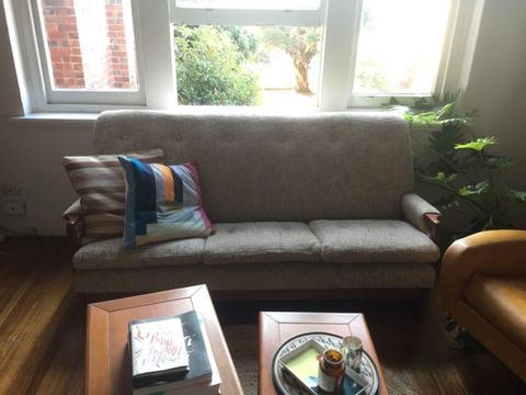Mid century sofa with wooden frame